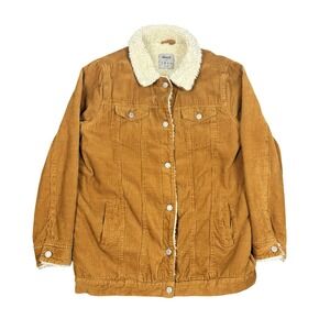 Denim & Co. Women's‎ Brown Corduroy Sherpa Lined Jacket Size 8